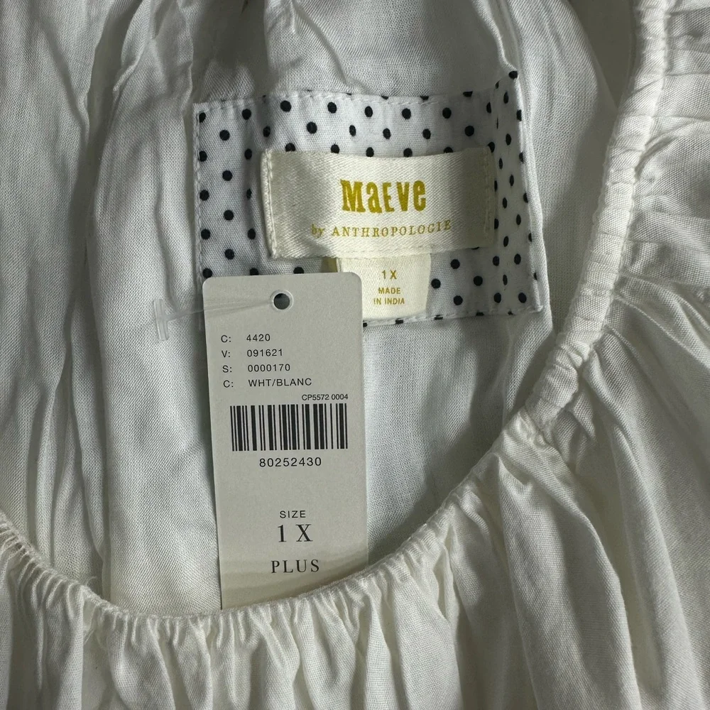 Maeve anthropology puffy Poplin Bubble Blouse white size 1x - Picture 6 of 6